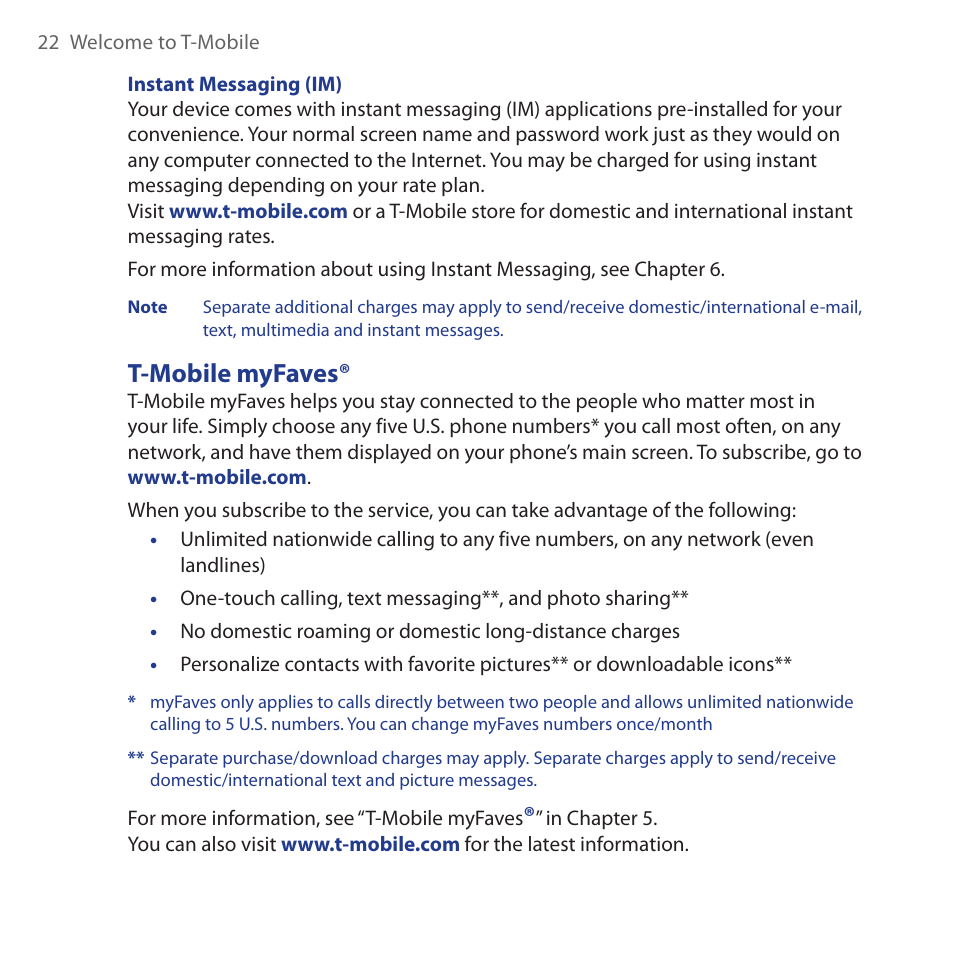 T-mobile myfaves | HTC Dash 3G HS S200 User Manual | Page 22 / 192