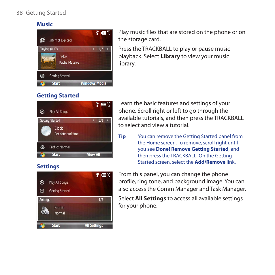 HTC Dash 3G HS S200 User Manual | Page 38 / 192