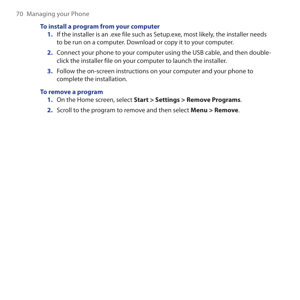 HTC Dash 3G HS S200 User Manual | Page 70 / 192