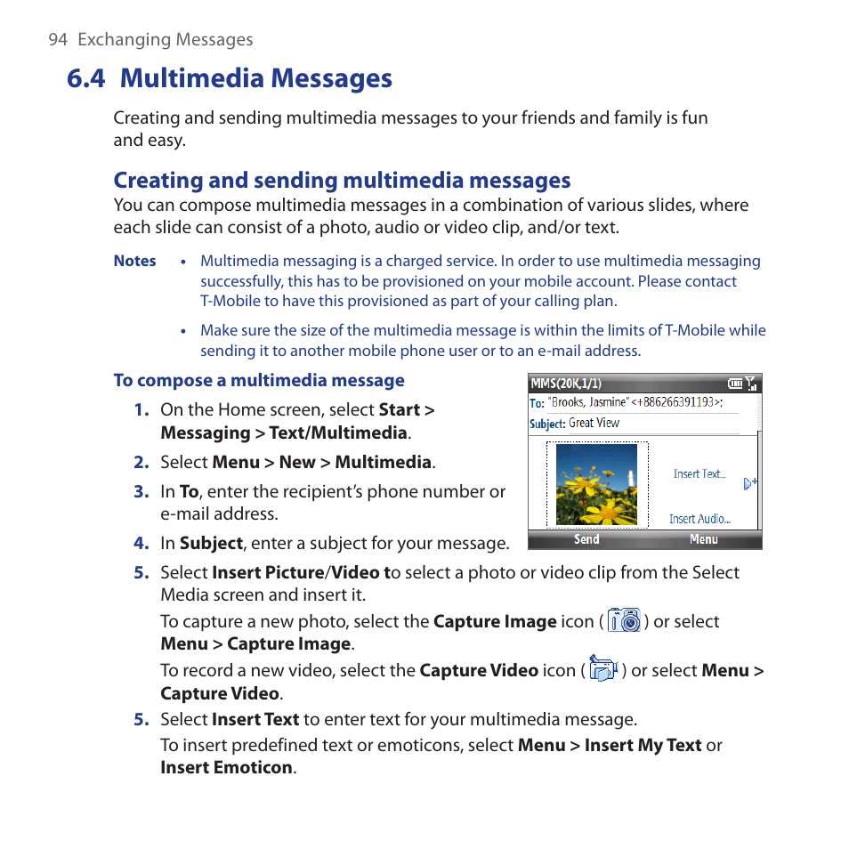 4 multimedia messages, Creating and sending multimedia messages, Multimedia.messages | HTC Dash 3G HS S200 User Manual | Page 94 / 192