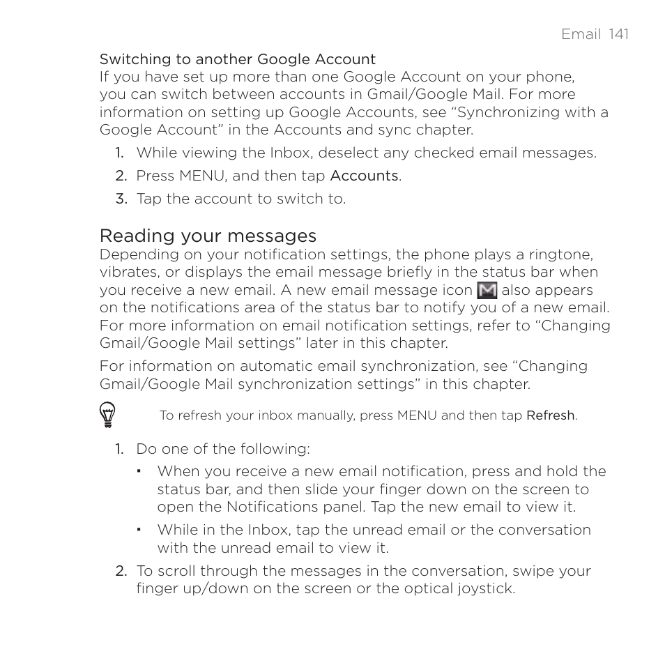 Reading your messages | HTC DROID Incredible User Manual | Page 141 / 308