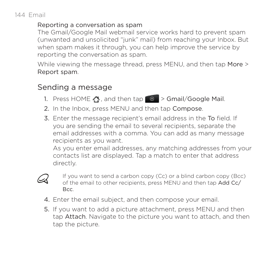 Sending a message | HTC DROID Incredible User Manual | Page 144 / 308