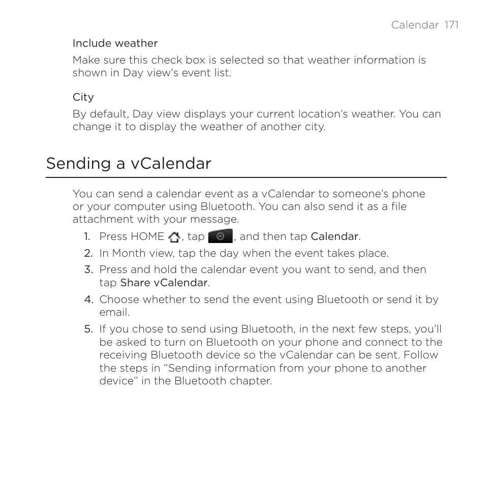 Sending a vcalendar | HTC DROID Incredible User Manual | Page 171 / 308