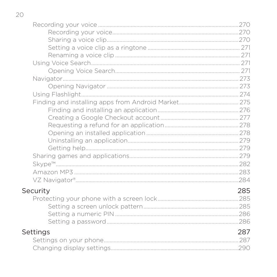 HTC DROID Incredible User Manual | Page 20 / 308