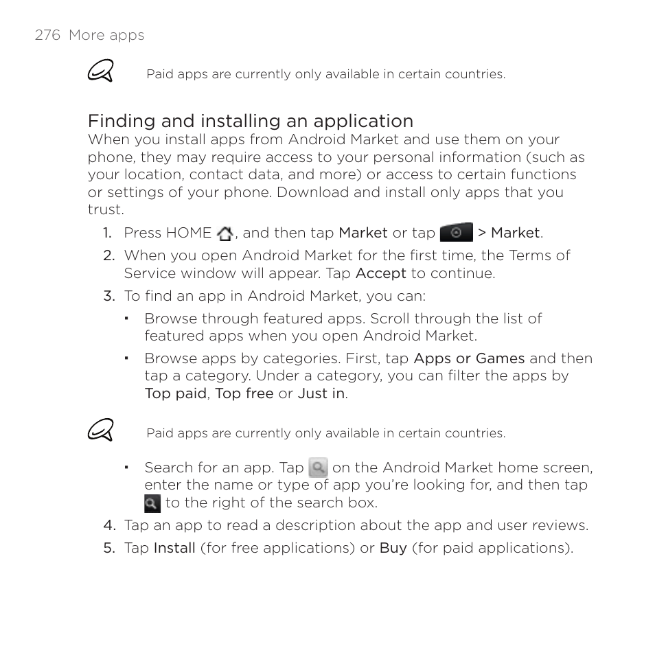Finding and installing an application | HTC DROID Incredible User Manual | Page 276 / 308
