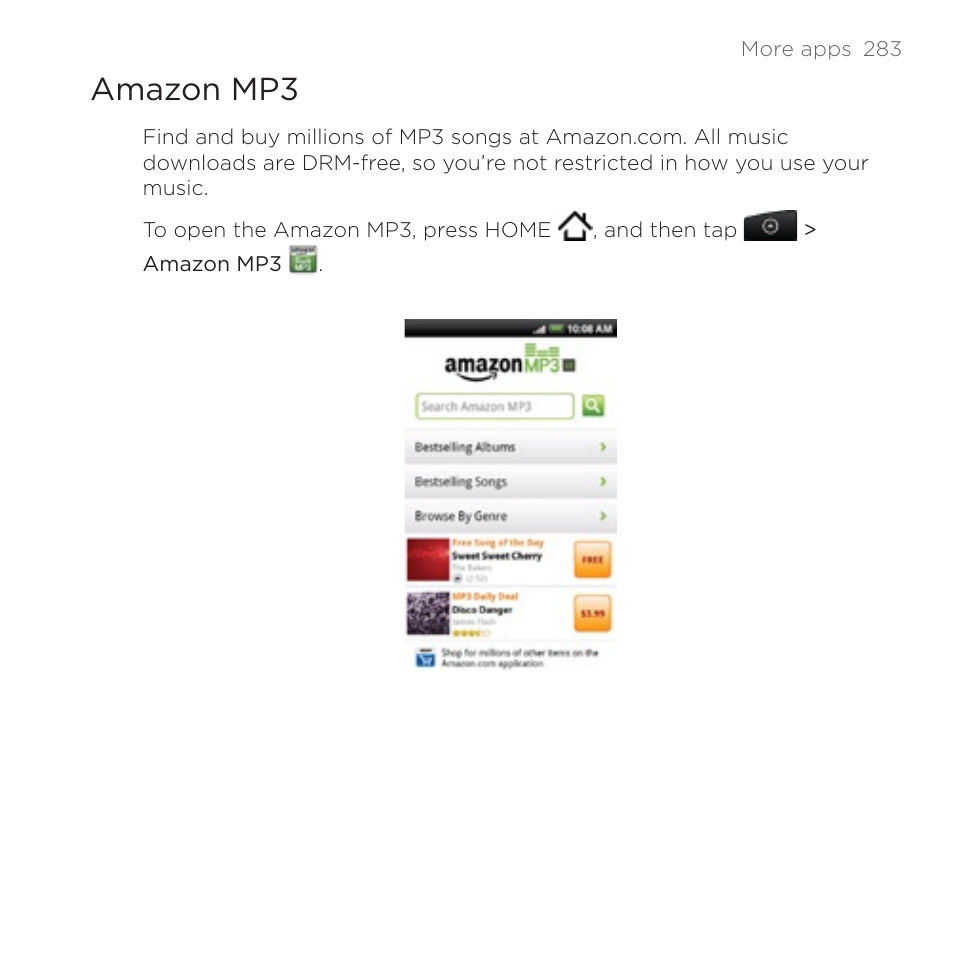 Amazon mp3 | HTC DROID Incredible User Manual | Page 283 / 308