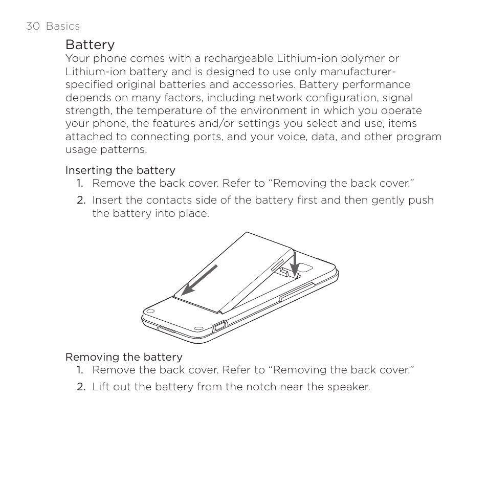 Battery | HTC DROID Incredible User Manual | Page 30 / 308