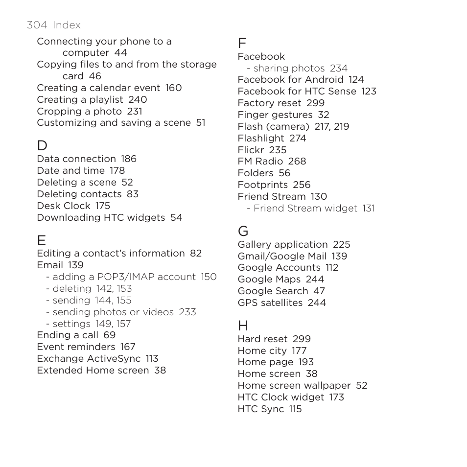 HTC DROID Incredible User Manual | Page 304 / 308