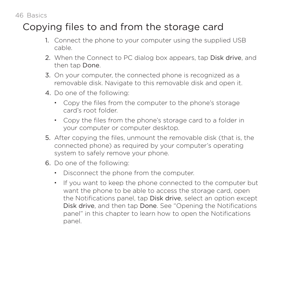 Copying files to and from the storage card | HTC DROID Incredible User Manual | Page 46 / 308