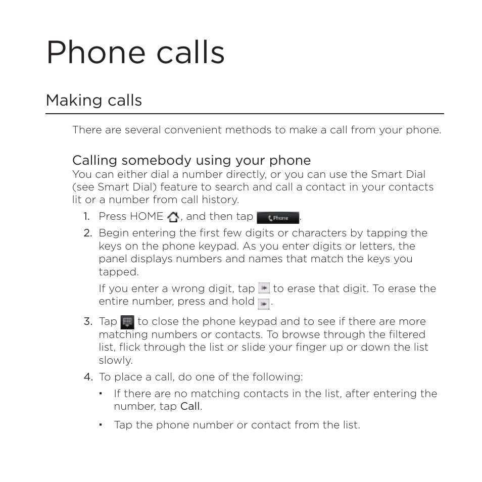 Phone calls, Making calls | HTC DROID Incredible User Manual | Page 60 / 308