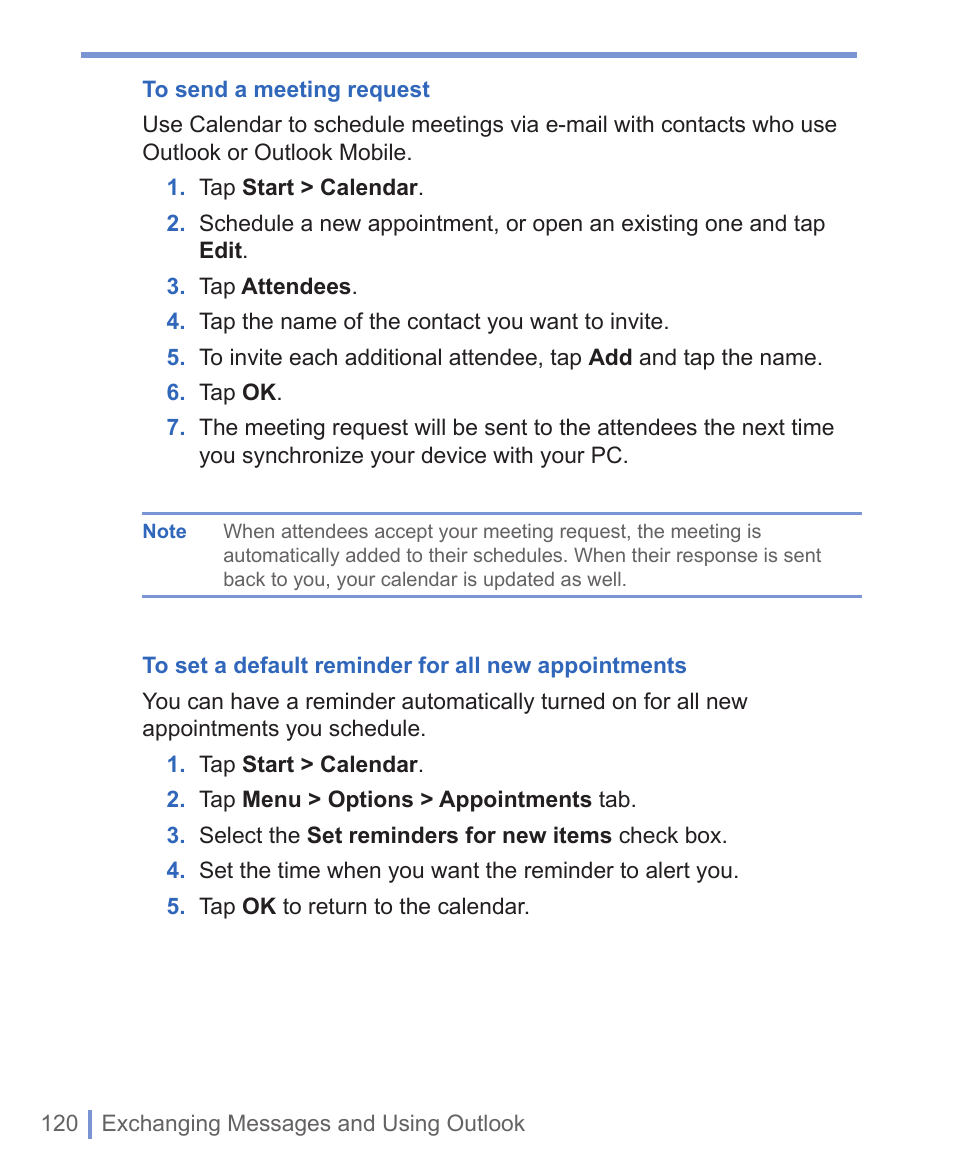 4 calendar | HTC 8125 User Manual | Page 120 / 192