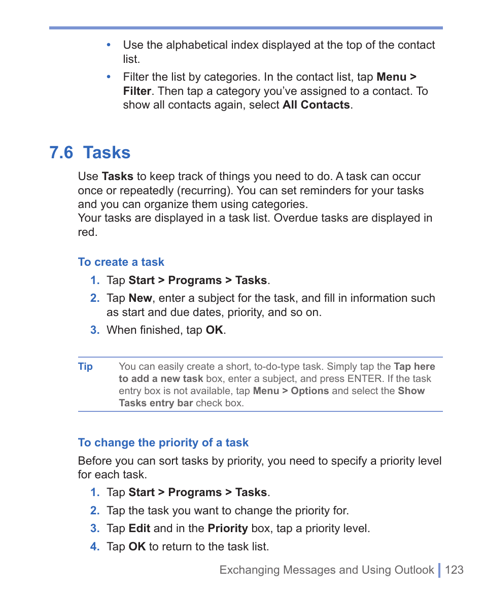 6 tasks | HTC 8125 User Manual | Page 123 / 192