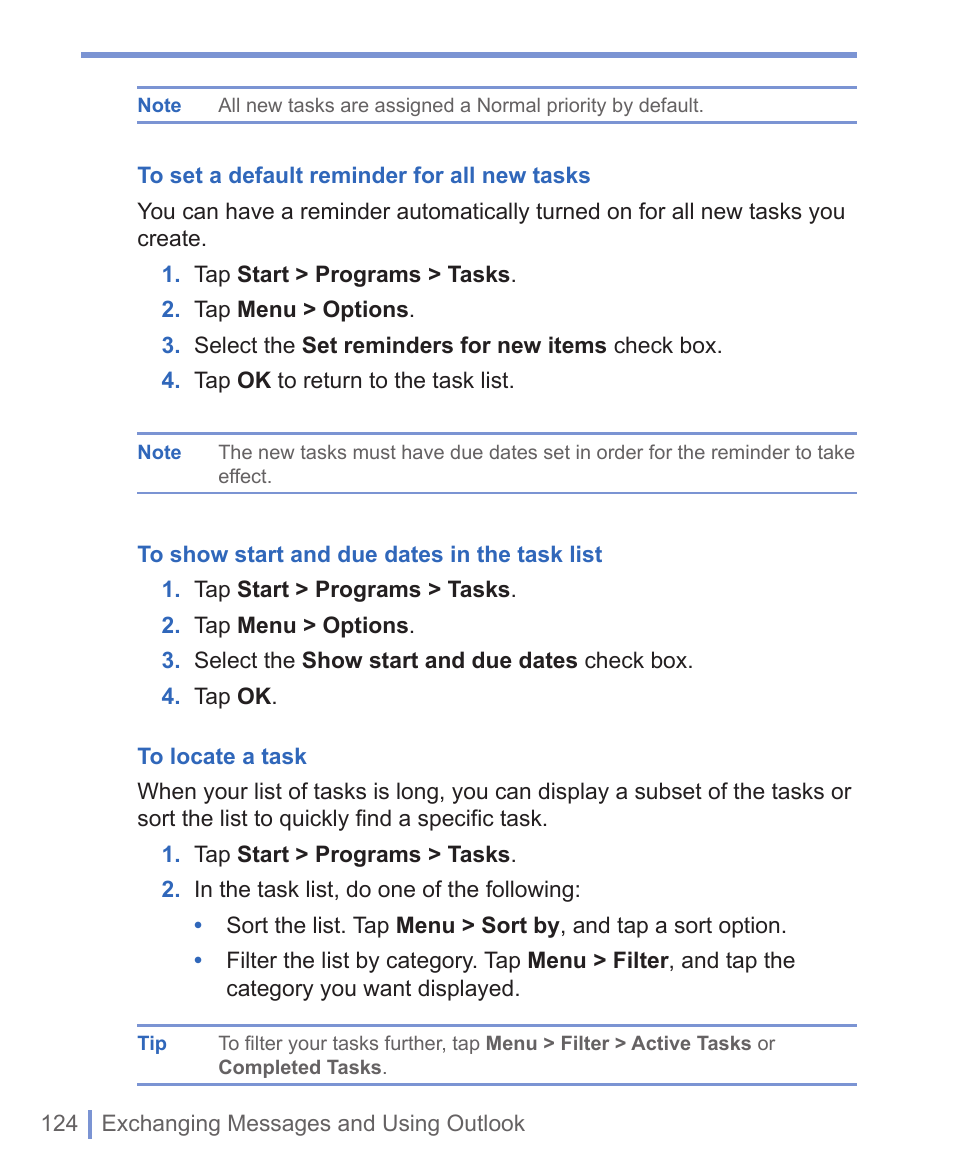 6 tasks | HTC 8125 User Manual | Page 124 / 192