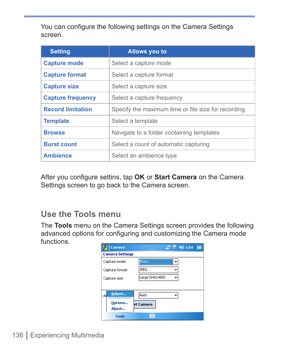 Use the tools menu | HTC 8125 User Manual | Page 136 / 192