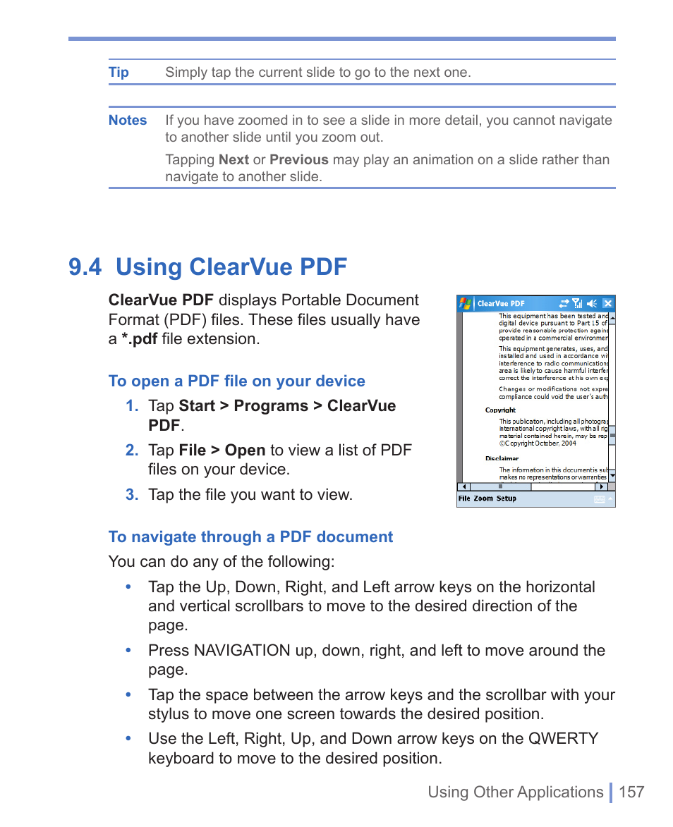 4 using clearvue pdf | HTC 8125 User Manual | Page 157 / 192