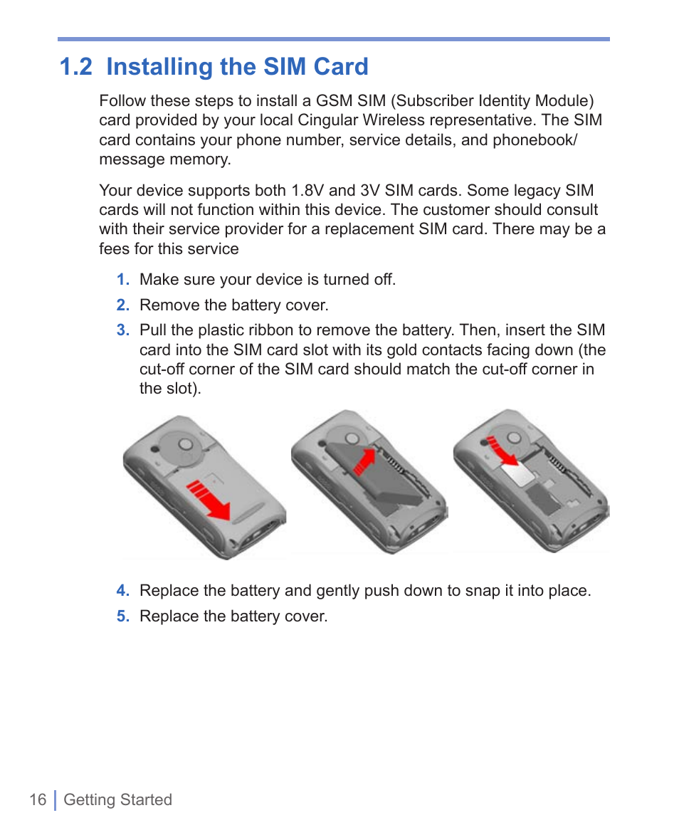 2 installing the sim card | HTC 8125 User Manual | Page 16 / 192