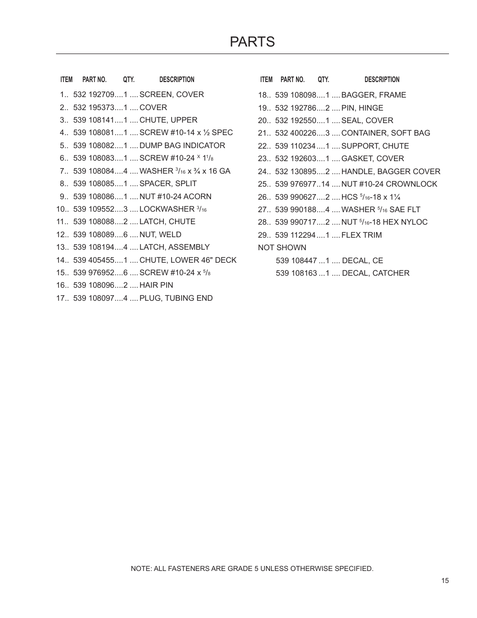 Parts | HTC 968 999732 User Manual | Page 15 / 20