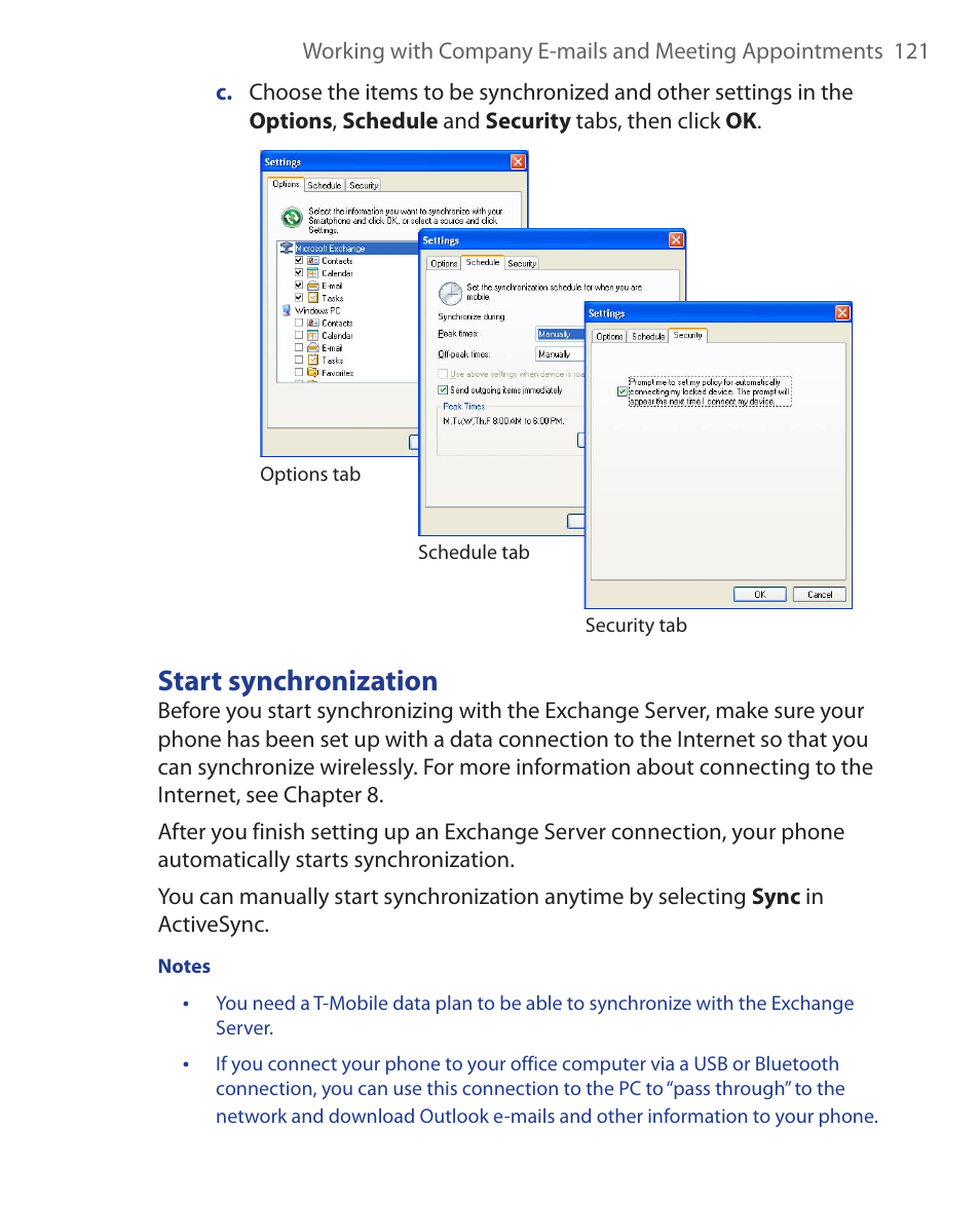 Start synchronization | HTC KII0160 User Manual | Page 121 / 212