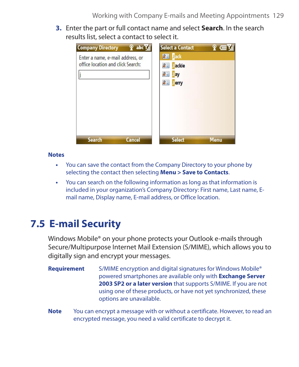 5 e-mail security | HTC KII0160 User Manual | Page 129 / 212