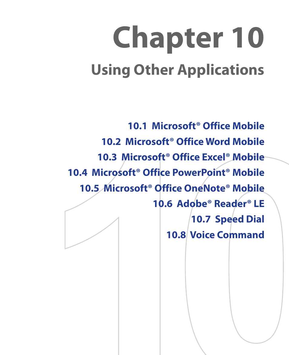 Chapter 10 using other applications, Chapter 10, Using other applications | HTC KII0160 User Manual | Page 183 / 212
