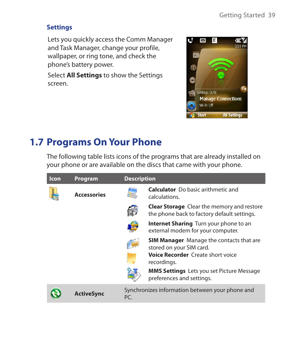 7 programs on your phone | HTC KII0160 User Manual | Page 39 / 212
