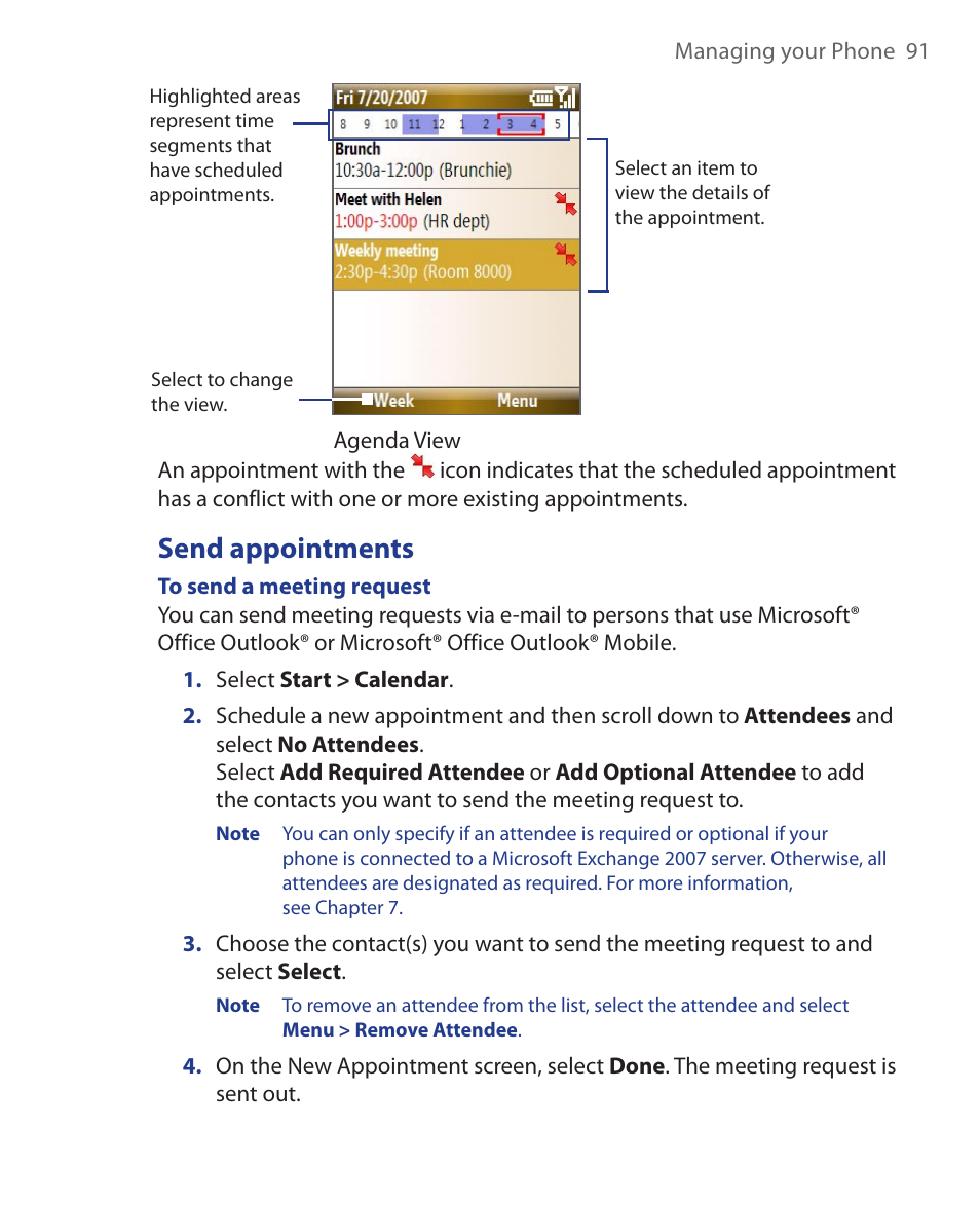 Send appointments | HTC KII0160 User Manual | Page 91 / 212