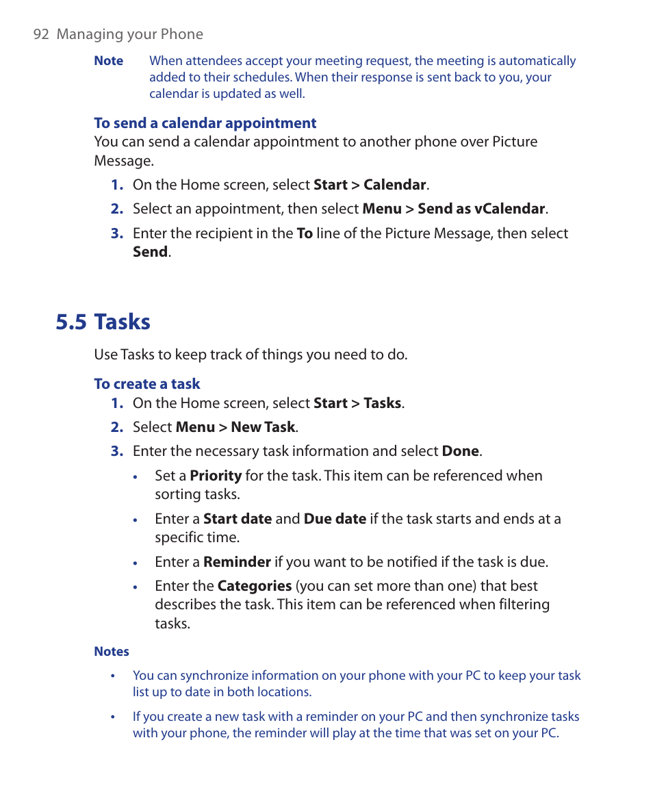 5 tasks | HTC KII0160 User Manual | Page 92 / 212