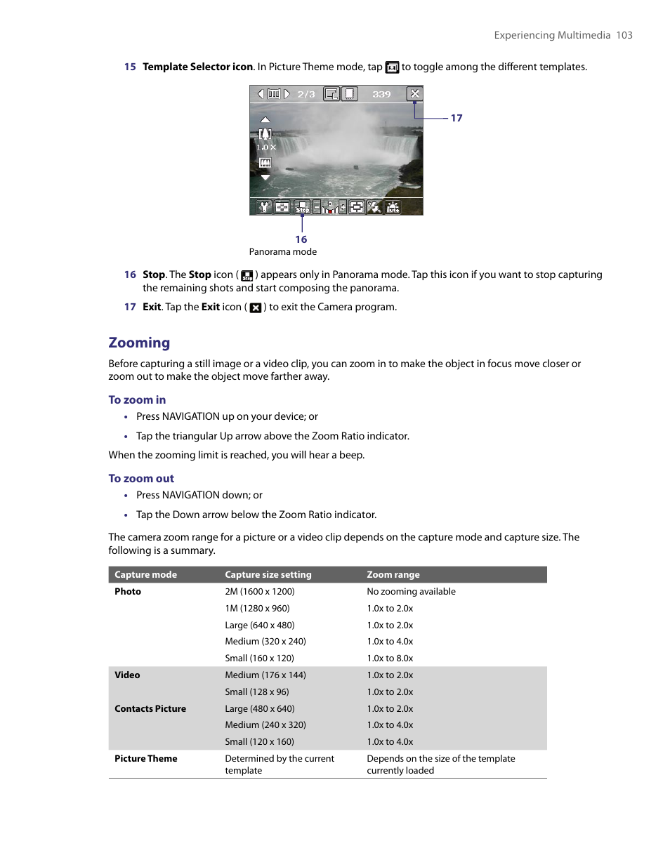 Zooming | HTC PDA Phone User Manual | Page 103 / 144