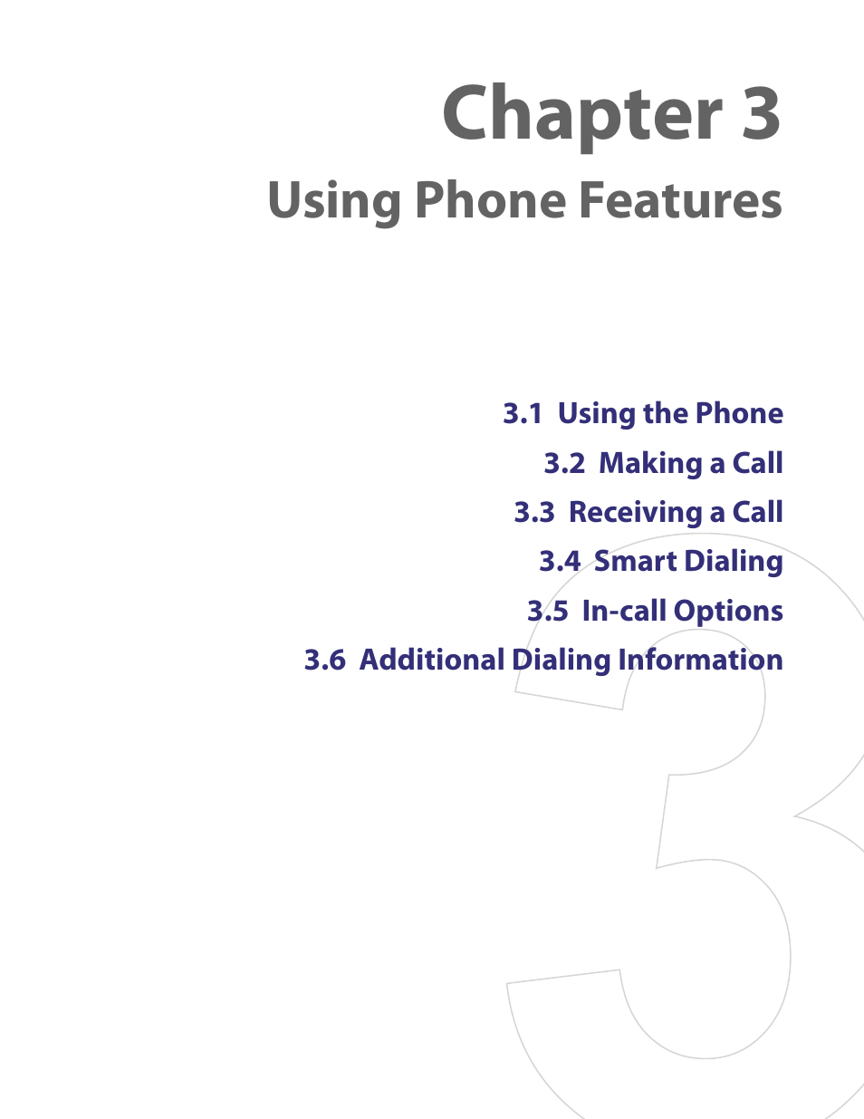 Chapter 3 using phone features, Chapter 3, Using phone features | HTC PDA Phone User Manual | Page 29 / 144