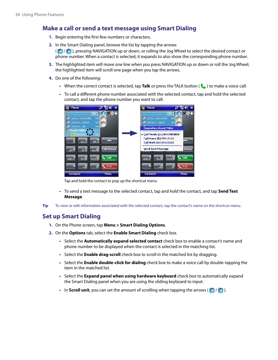 Set up smart dialing | HTC PDA Phone User Manual | Page 34 / 144