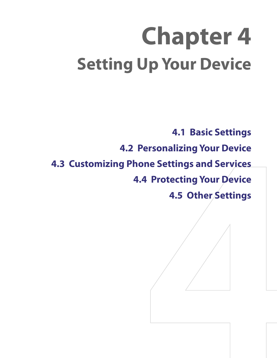 Chapter 4 setting up your device, Chapter 4, Setting up your device | HTC PDA Phone User Manual | Page 37 / 144