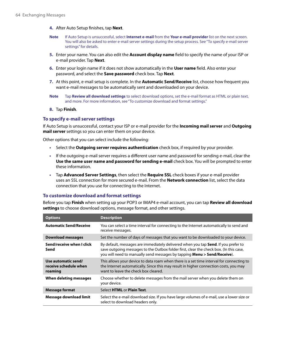 HTC PDA Phone User Manual | Page 64 / 144