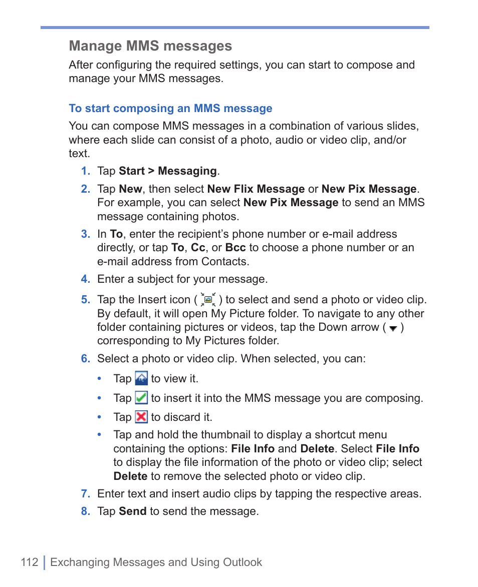 Manage mms messages | HTC WIZA100 User Manual | Page 112 / 192