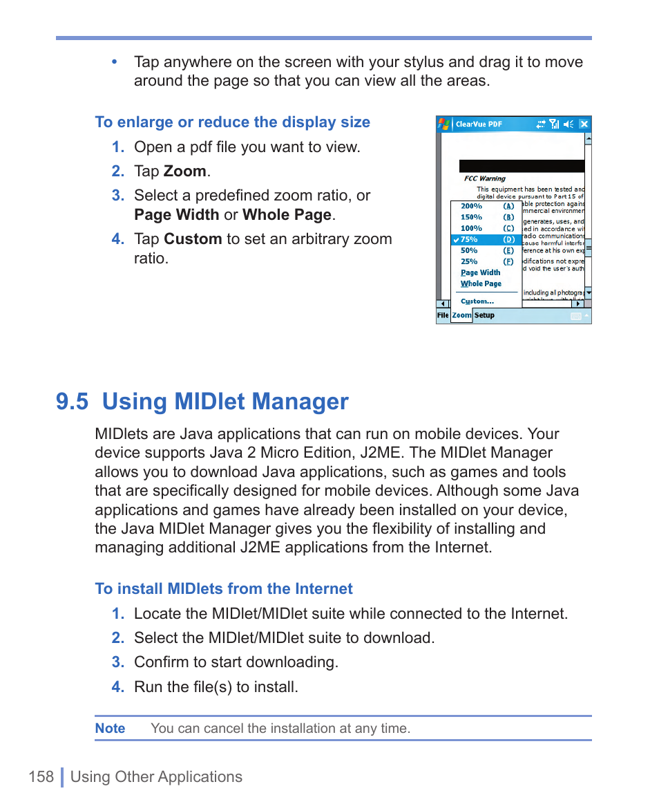 5 using midlet manager | HTC WIZA100 User Manual | Page 158 / 192