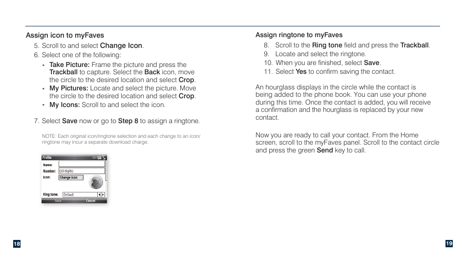 Assign icon to myfaves, Change icon | HTC Dash 3G TM1634 User Manual | Page 11 / 33