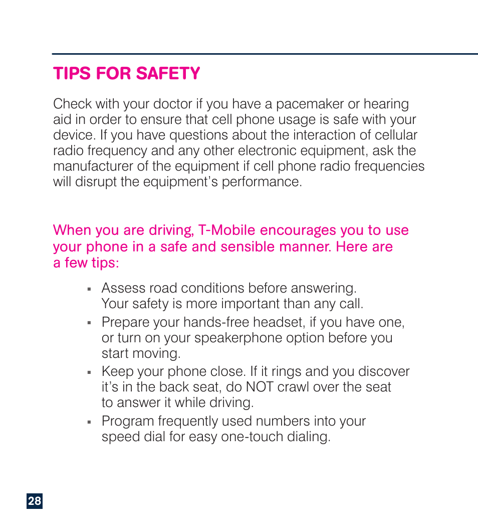 Tips for safety | HTC Dash 3G TM1634 User Manual | Page 16 / 33