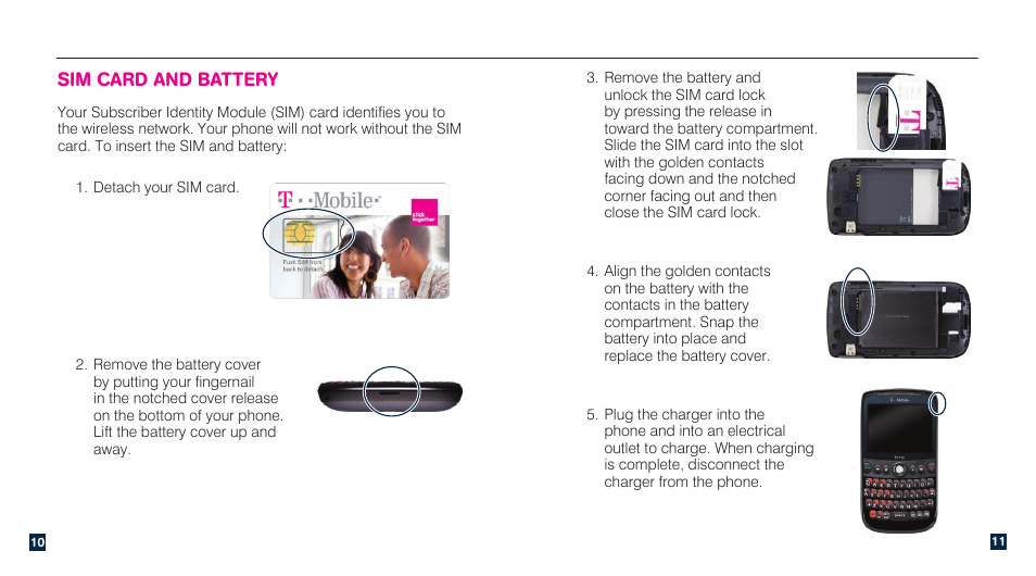 Sim card and battery | HTC Dash 3G TM1634 User Manual | Page 7 / 33