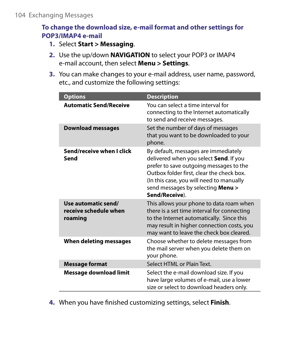 HTC Dash EXCA160 User Manual | Page 104 / 202