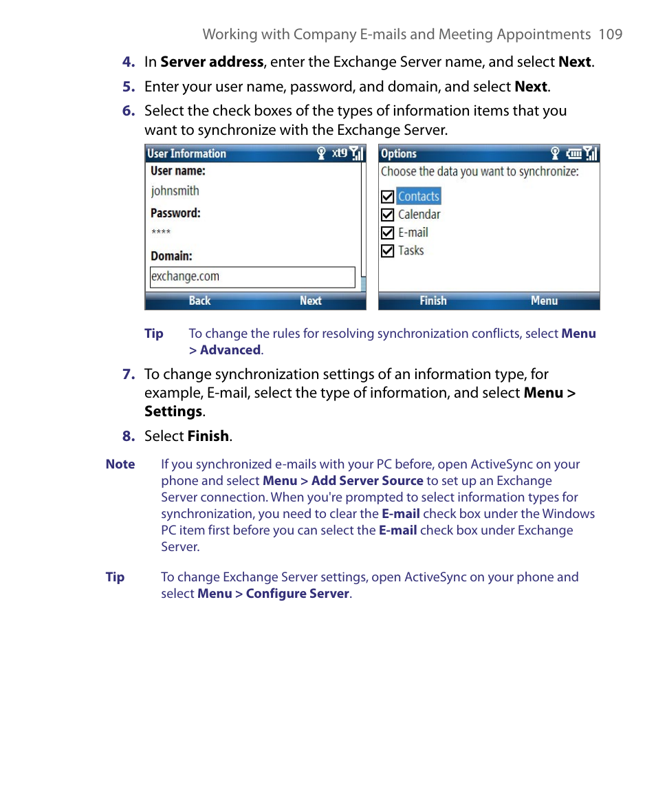 HTC Dash EXCA160 User Manual | Page 109 / 202