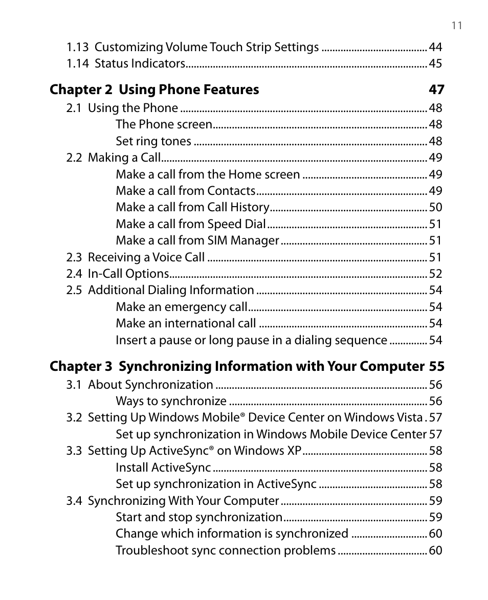 HTC Dash EXCA160 User Manual | Page 11 / 202
