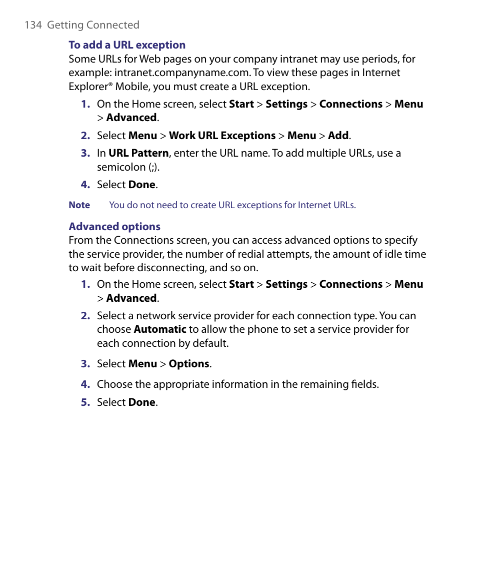 HTC Dash EXCA160 User Manual | Page 134 / 202