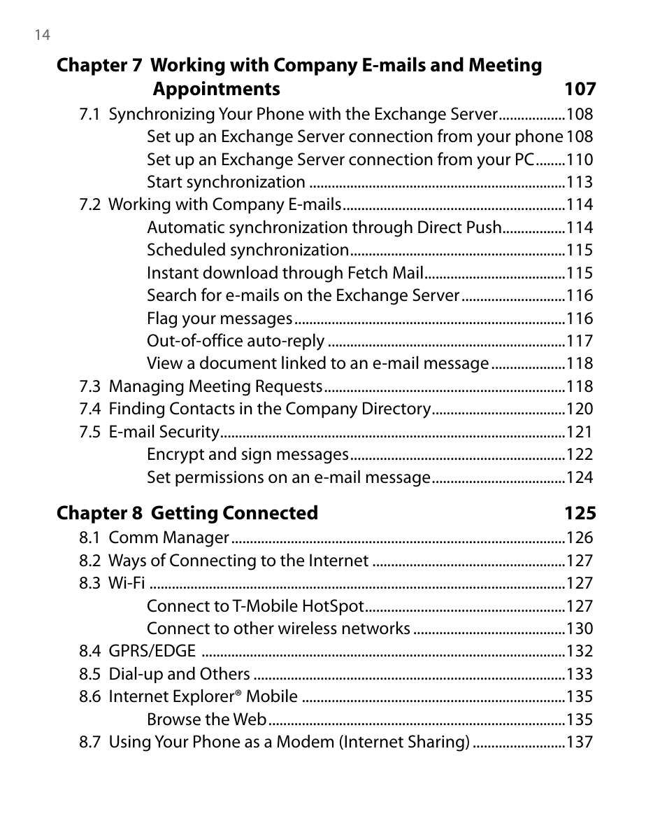 HTC Dash EXCA160 User Manual | Page 14 / 202