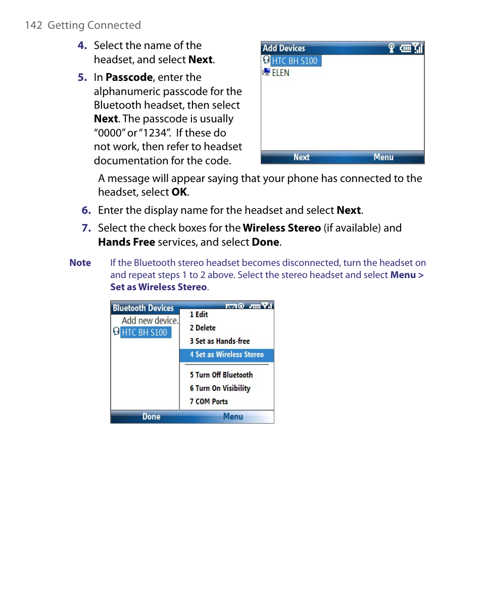 HTC Dash EXCA160 User Manual | Page 142 / 202