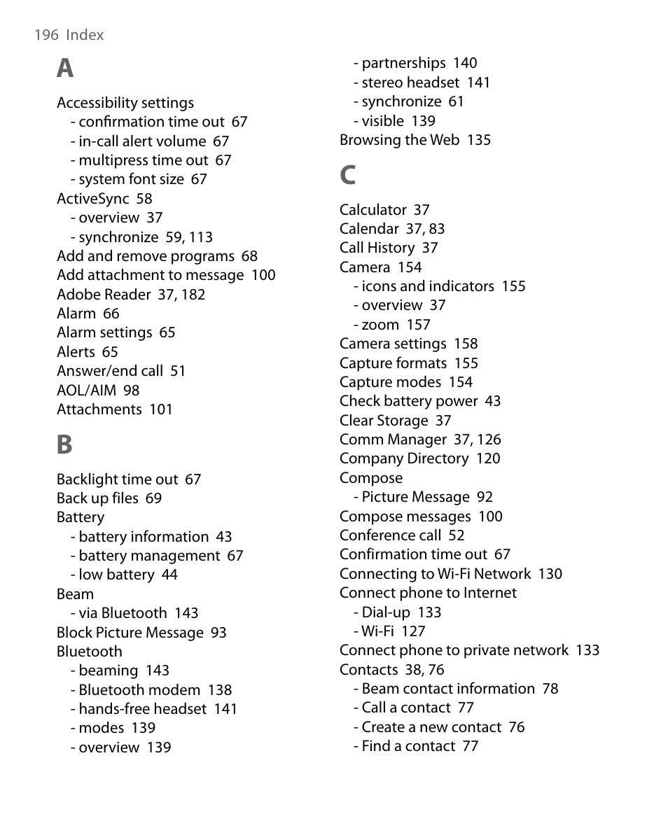 HTC Dash EXCA160 User Manual | Page 196 / 202
