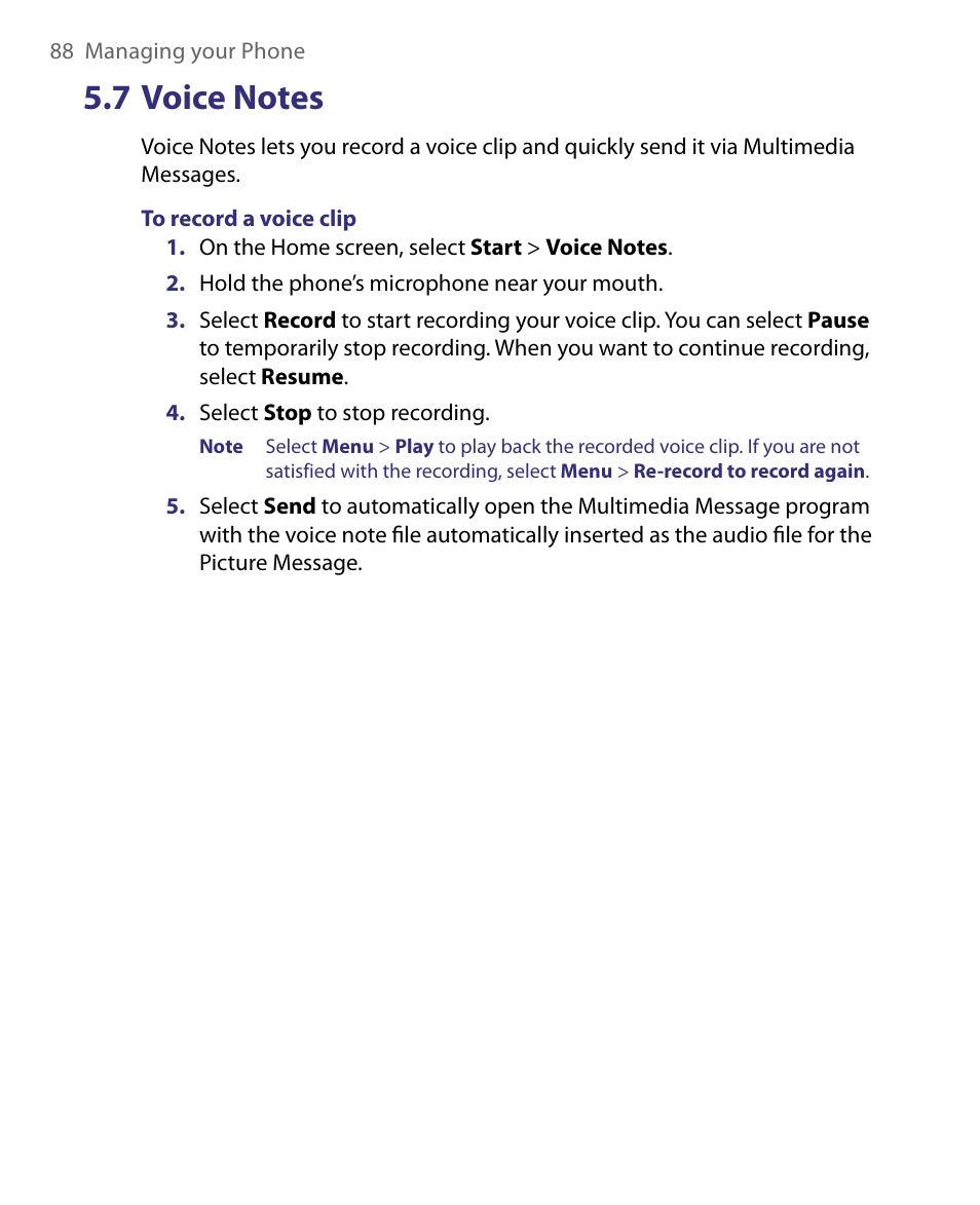 7 voice notes | HTC Dash EXCA160 User Manual | Page 88 / 202