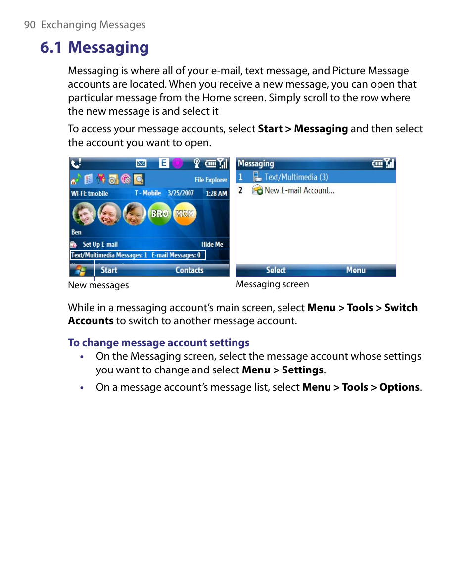 1 messaging | HTC Dash EXCA160 User Manual | Page 90 / 202