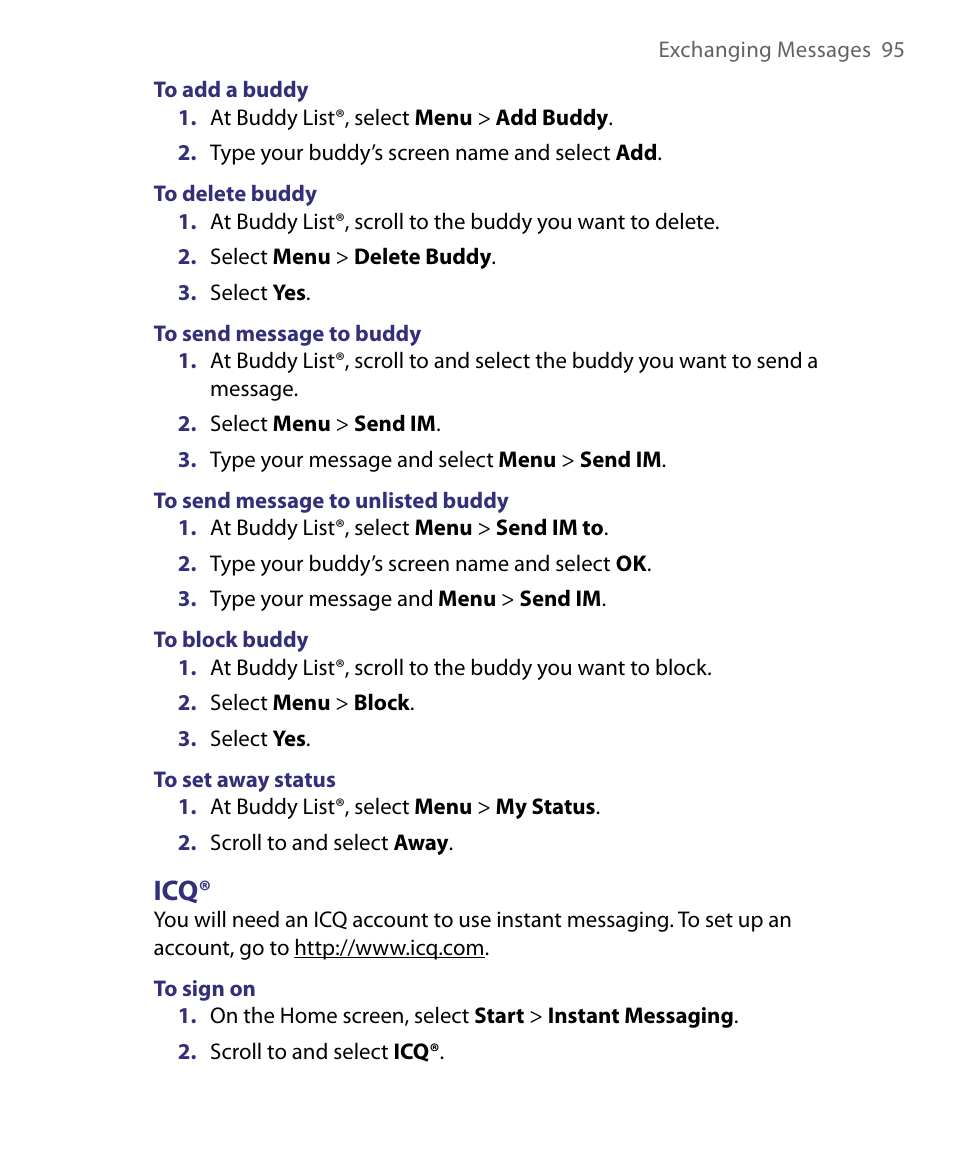 HTC Dash EXCA160 User Manual | Page 95 / 202