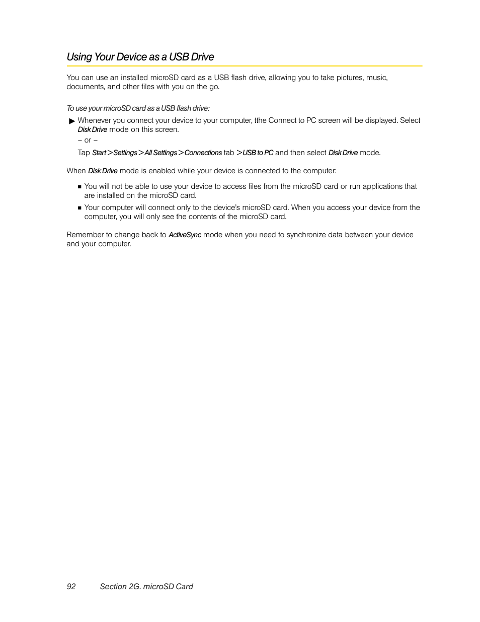 Using your device as a usb drive | HTC Pro2 User Manual | Page 102 / 234