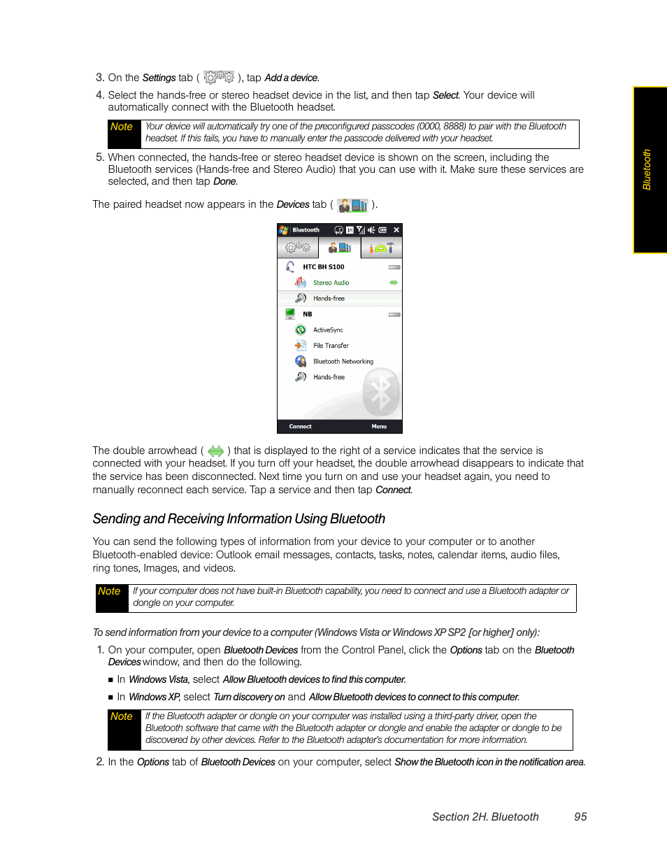 Sending and receiving information using bluetooth | HTC Pro2 User Manual | Page 105 / 234