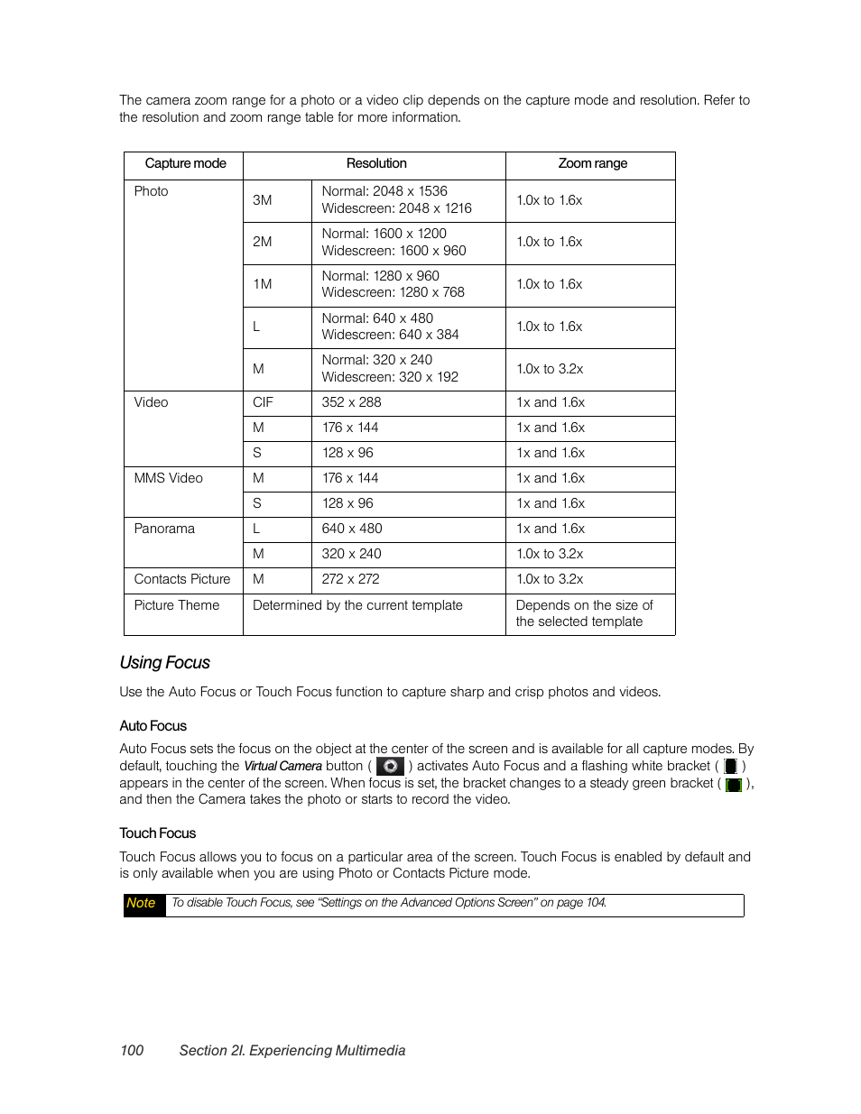Using focus | HTC Pro2 User Manual | Page 110 / 234